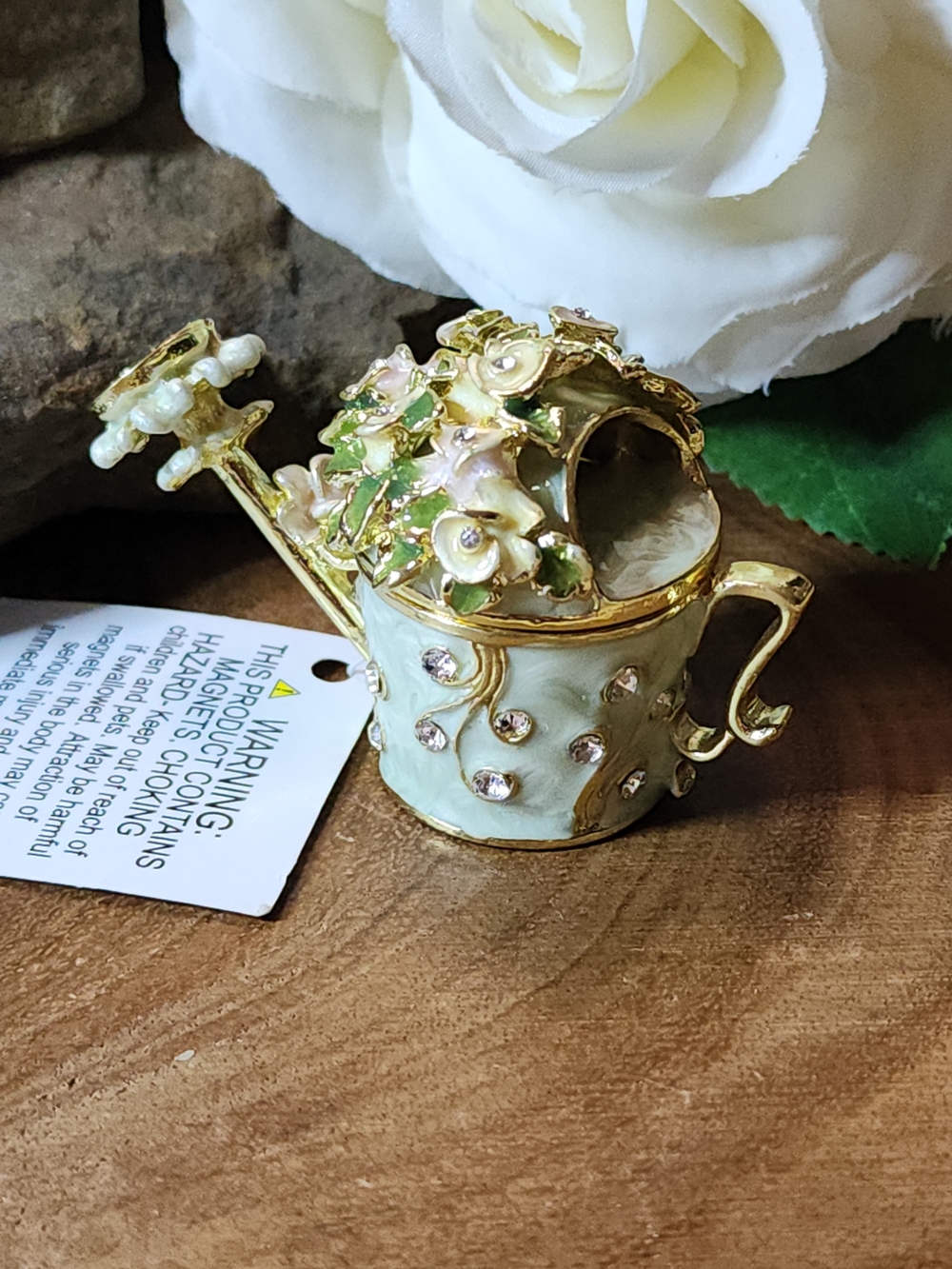 Vintage Watering Can Jewelry Box Jeweled Trinket Box